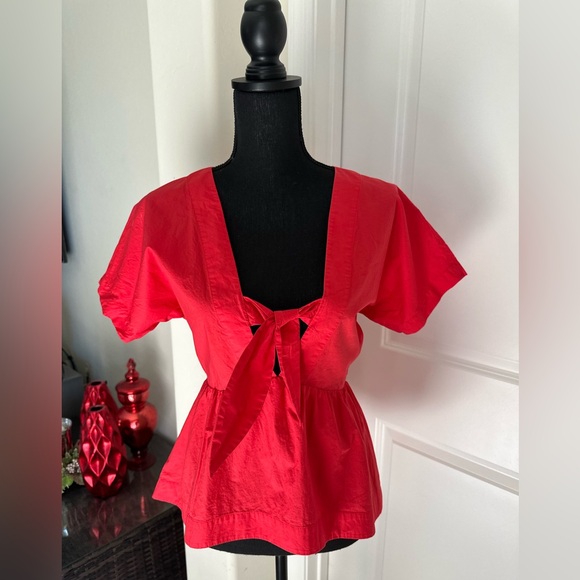 English Factory Tops - Anthropologie Top | English Factory Red Tie-Front Blouse